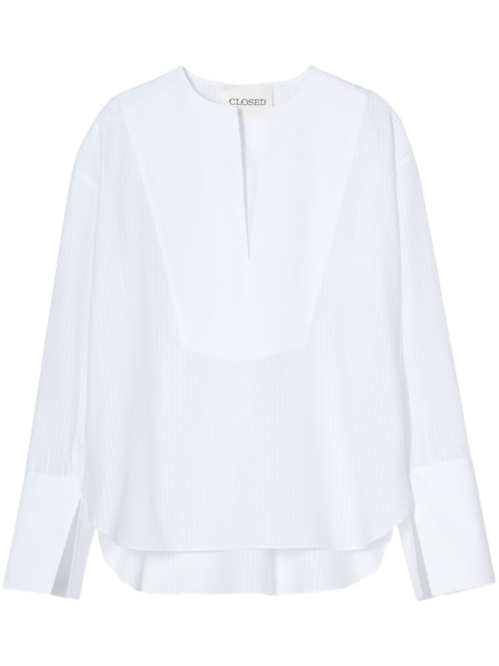 Closed Cotton V-Veck Top White