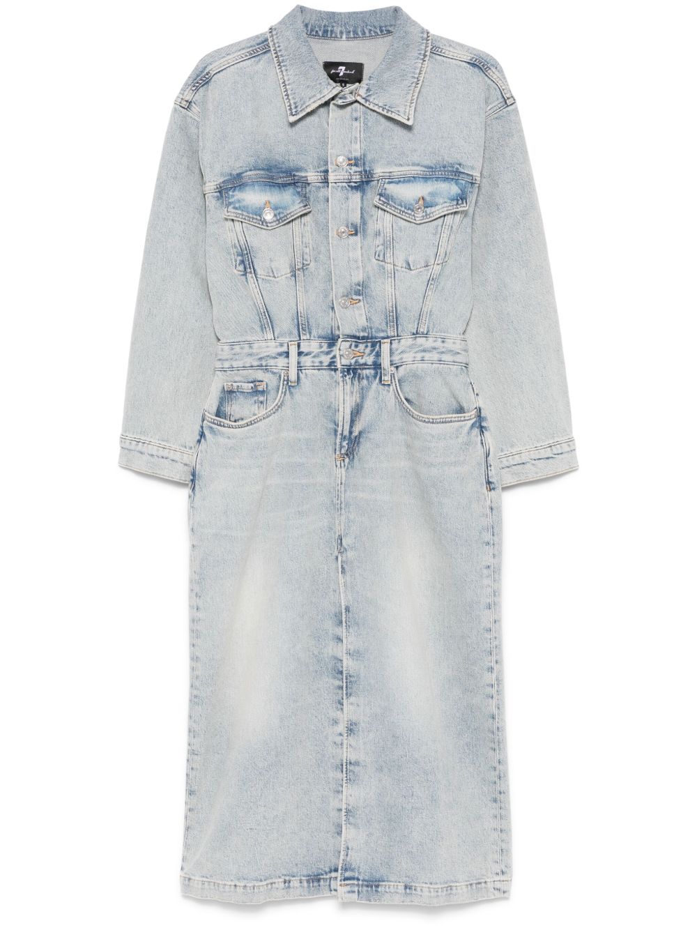 Seven Denim Midi Dress Clear Blue