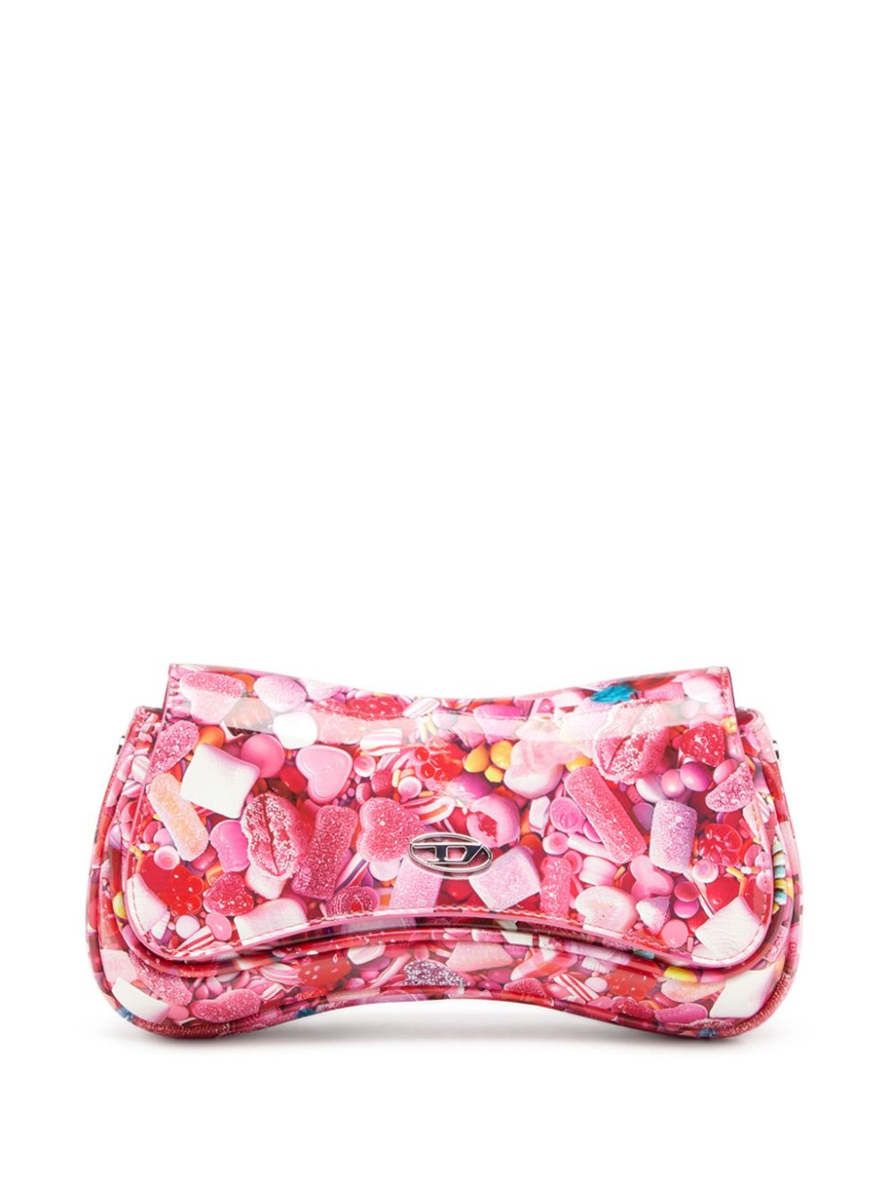 Diesel Women's Play-Glossy Clutch With Print In Pink