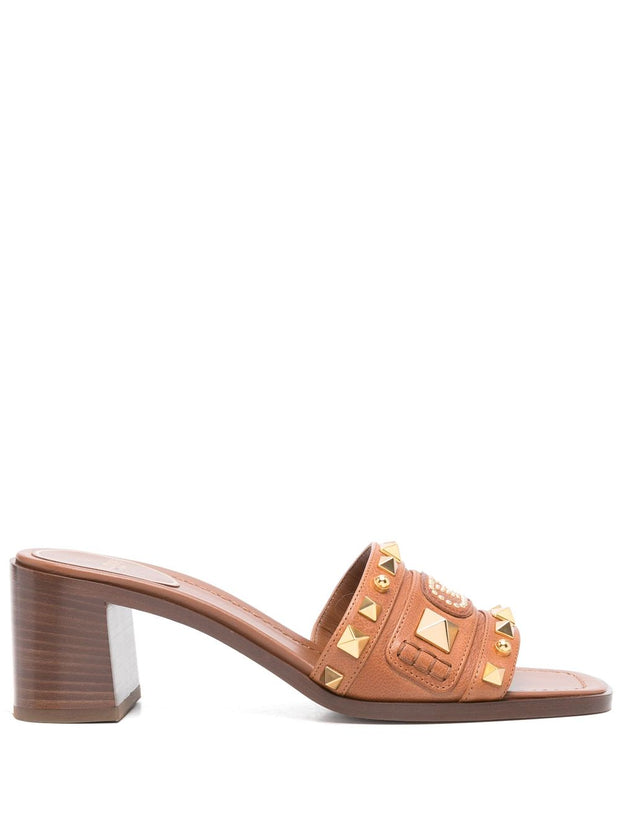 Valentino Garavani Plaster Caster Leather Mules - Leather Brown