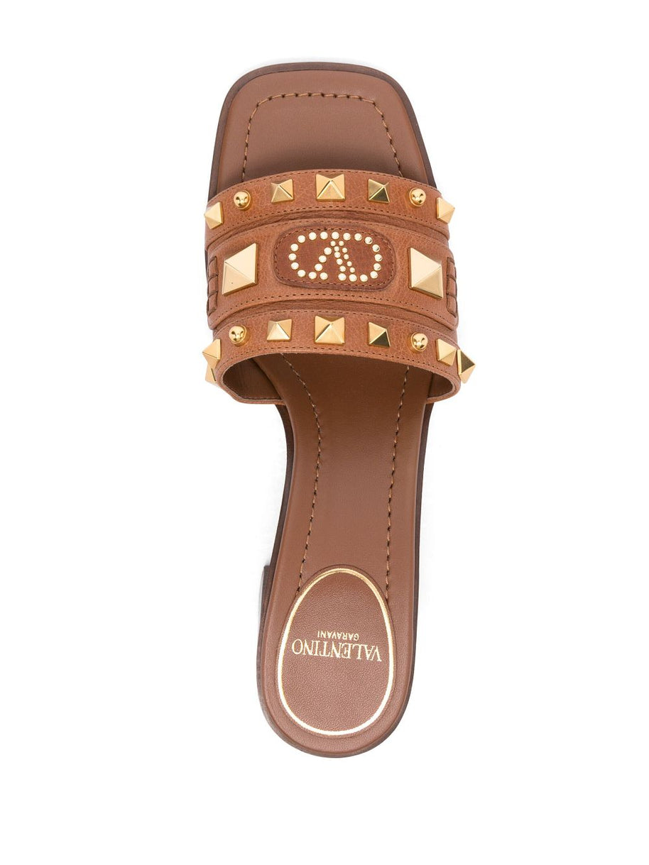 Valentino Garavani Plaster Caster Leather Mules - Leather Brown