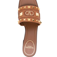 Valentino Garavani Plaster Caster Leather Mules - Leather Brown