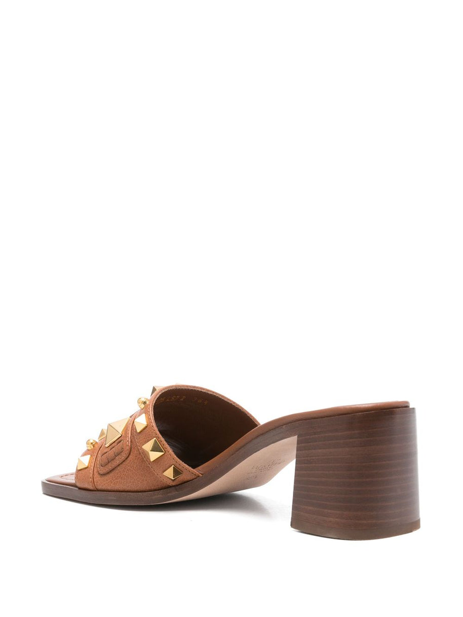 Valentino Garavani Plaster Caster Leather Mules - Leather Brown