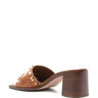 Valentino Garavani Plaster Caster Leather Mules - Leather Brown