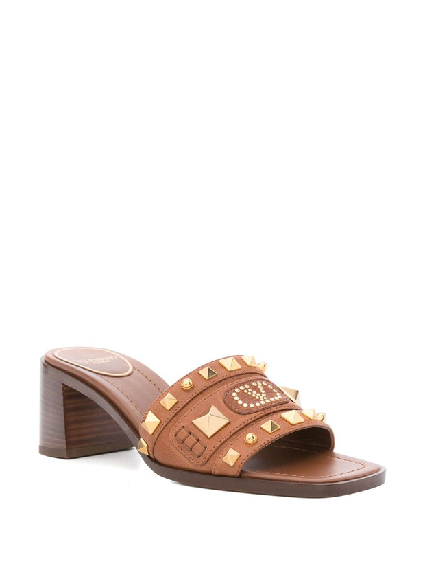 Valentino Garavani Plaster Caster Leather Mules - Leather Brown