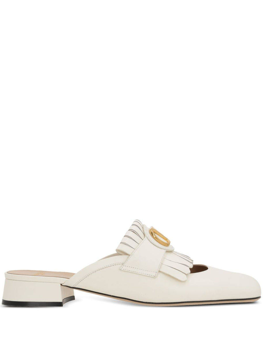 Valentino Garavani  VLogo Signature Leather Mules - Ivory