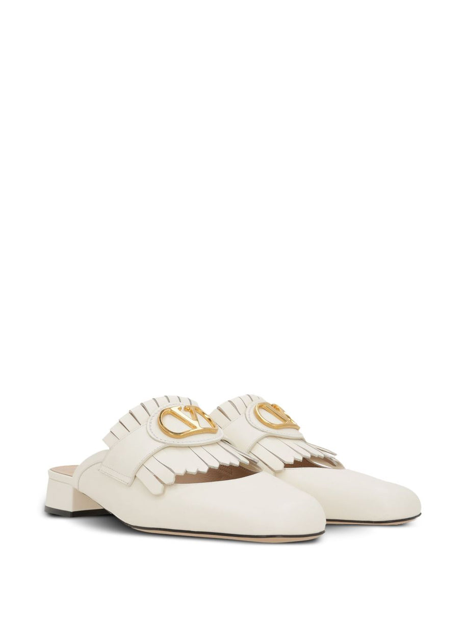 Valentino Garavani  VLogo Signature Leather Mules - Ivory