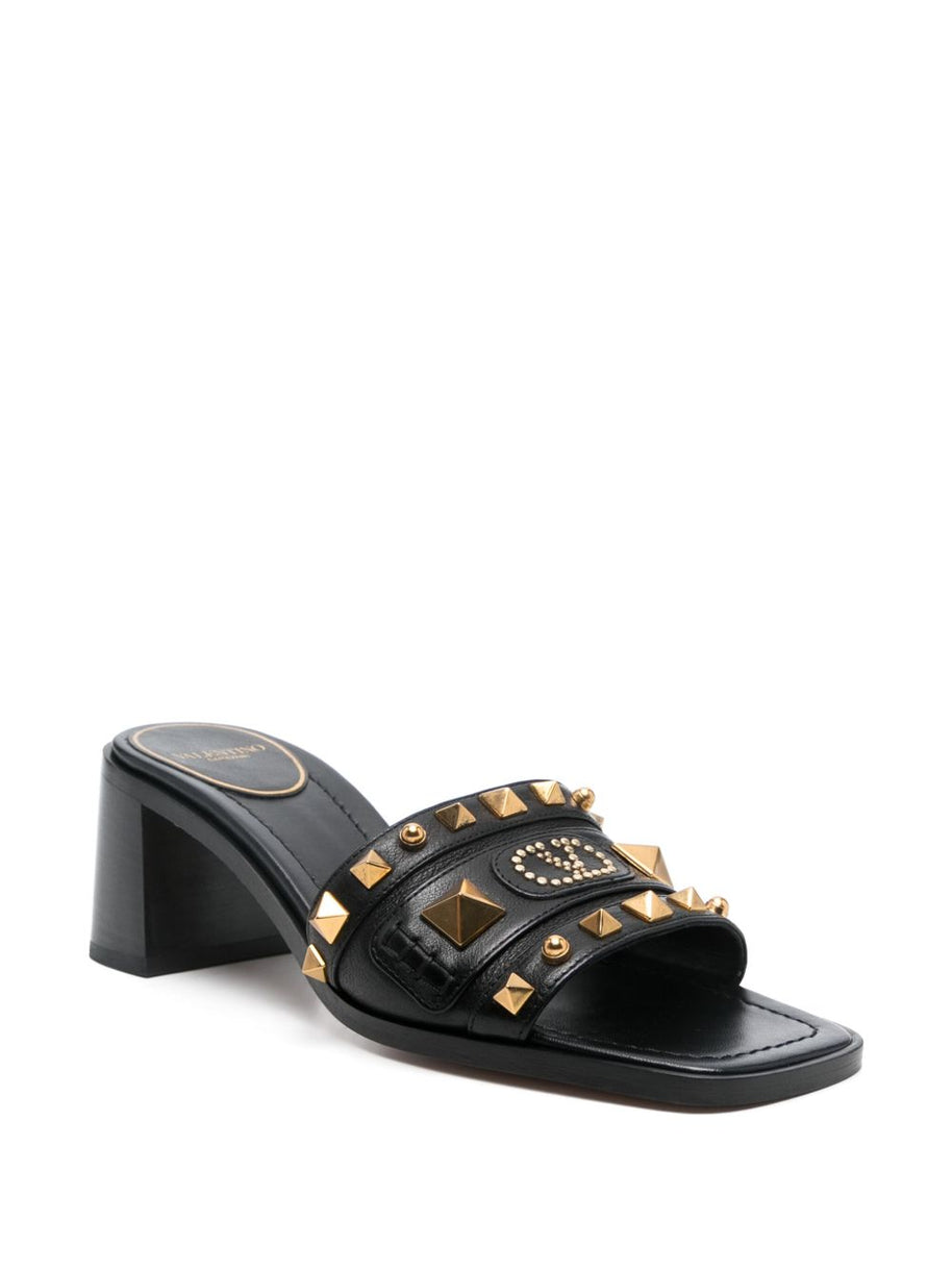 Valentino Garavani Plaster Caster Leather Mules - Black