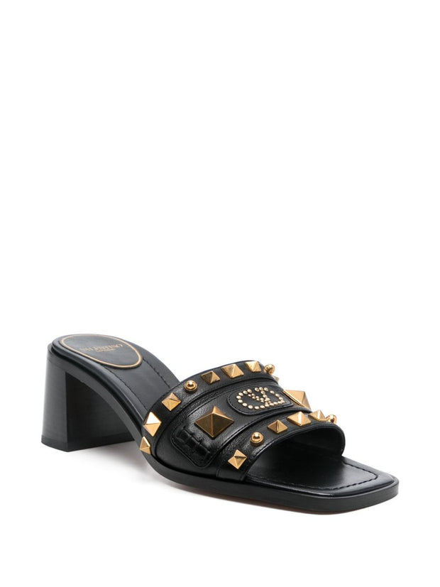 Valentino Garavani Plaster Caster Leather Mules - Black