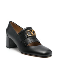 Valentino Garavani Vlogo Signature Calfskin Loafers With Fringes 55mm
