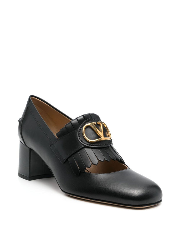 Valentino Garavani Vlogo Signature Calfskin Loafers With Fringes 55mm