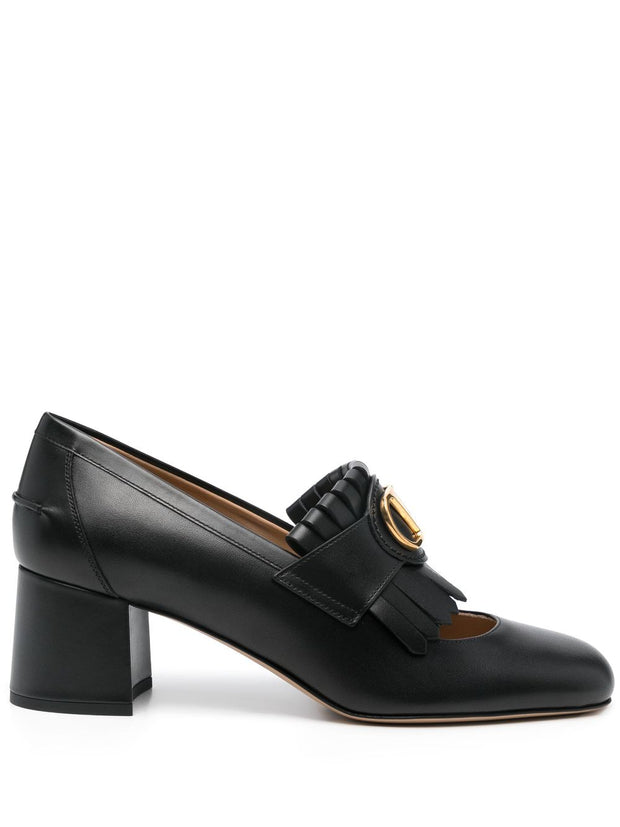 Valentino Garavani Vlogo Signature Calfskin Loafers With Fringes 55mm