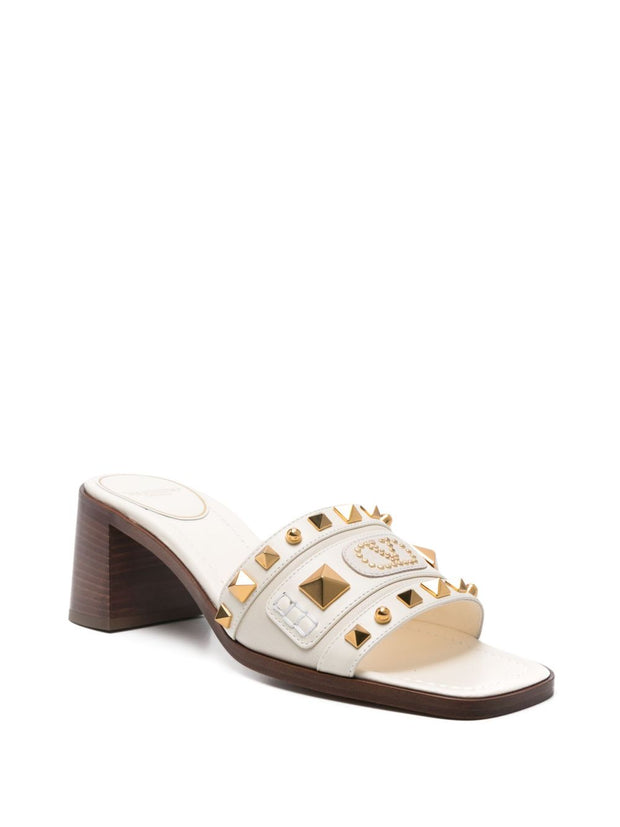 Valentino Garavani Plaster Caster Leather Mules - Ivory
