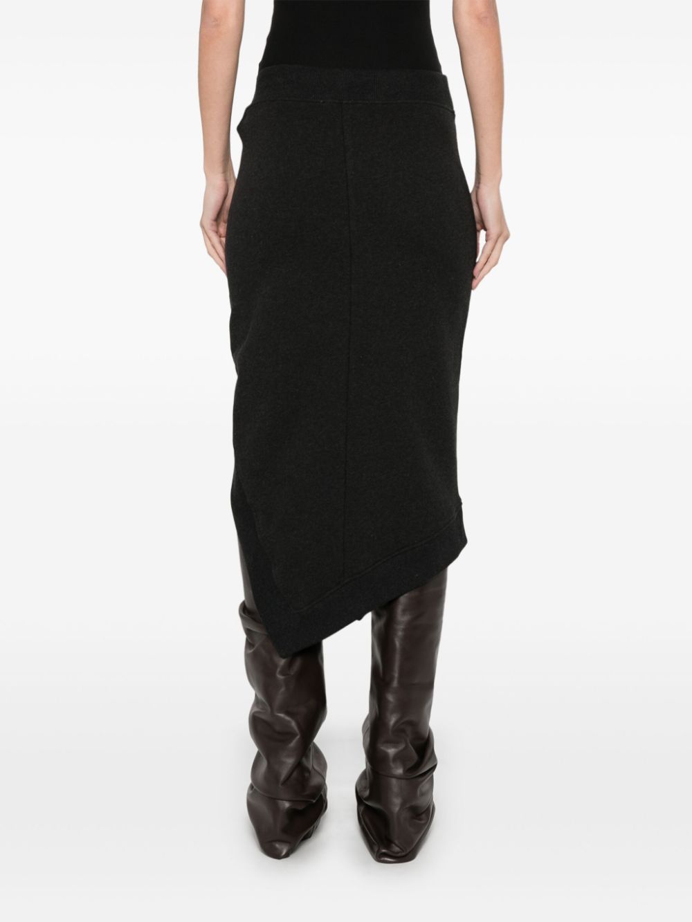 The Attico Black Fade And Brown Midi Skirt In Double American Fleece