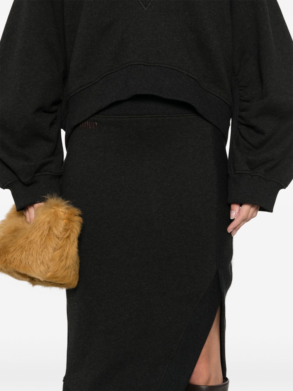 The Attico Black Fade And Brown Midi Skirt In Double American Fleece