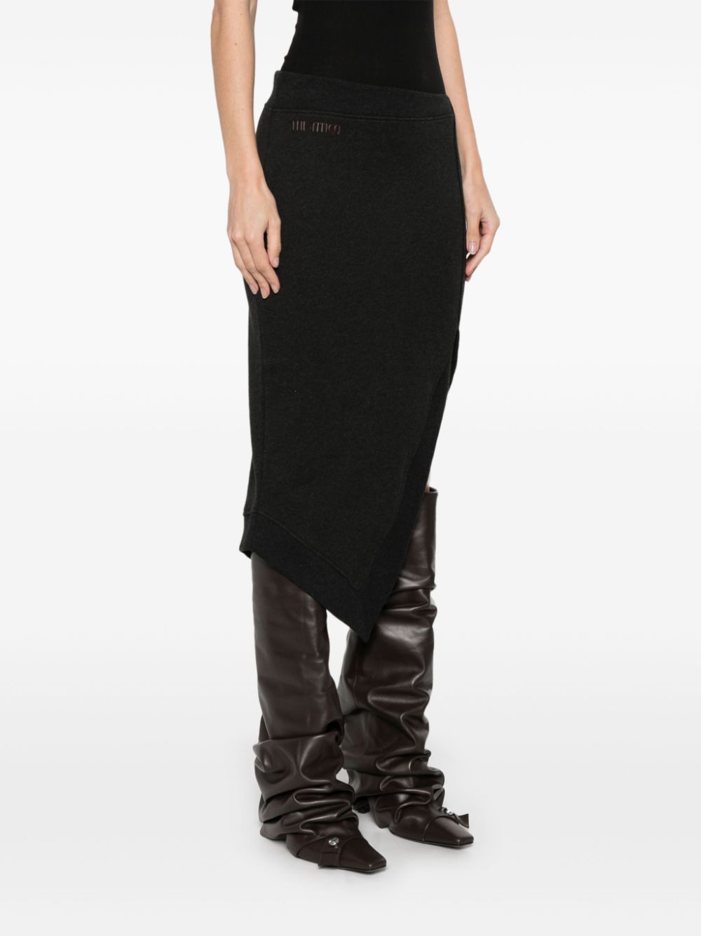 The Attico Black Fade And Brown Midi Skirt In Double American Fleece