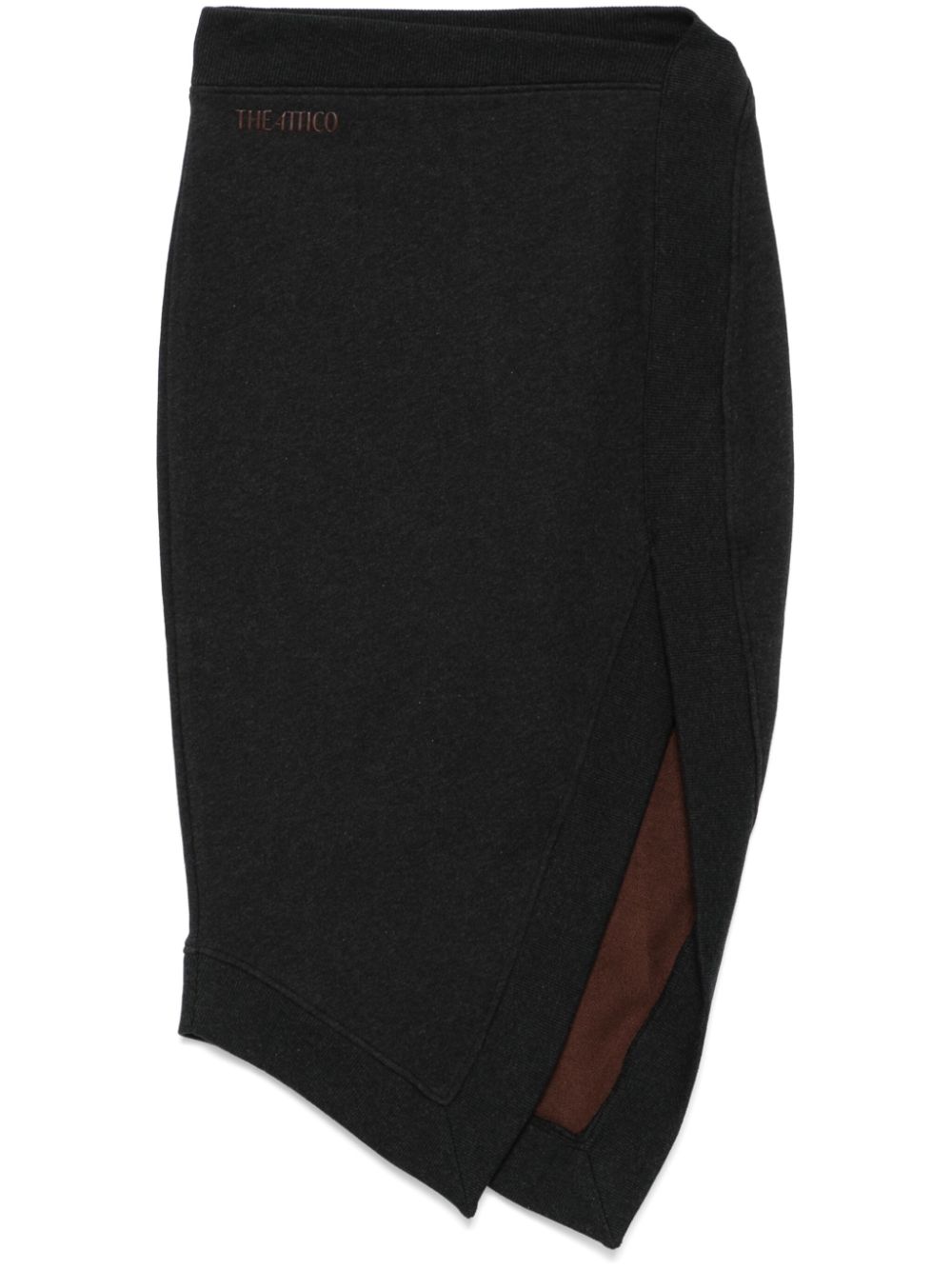 The Attico Black Fade And Brown Midi Skirt In Double American Fleece