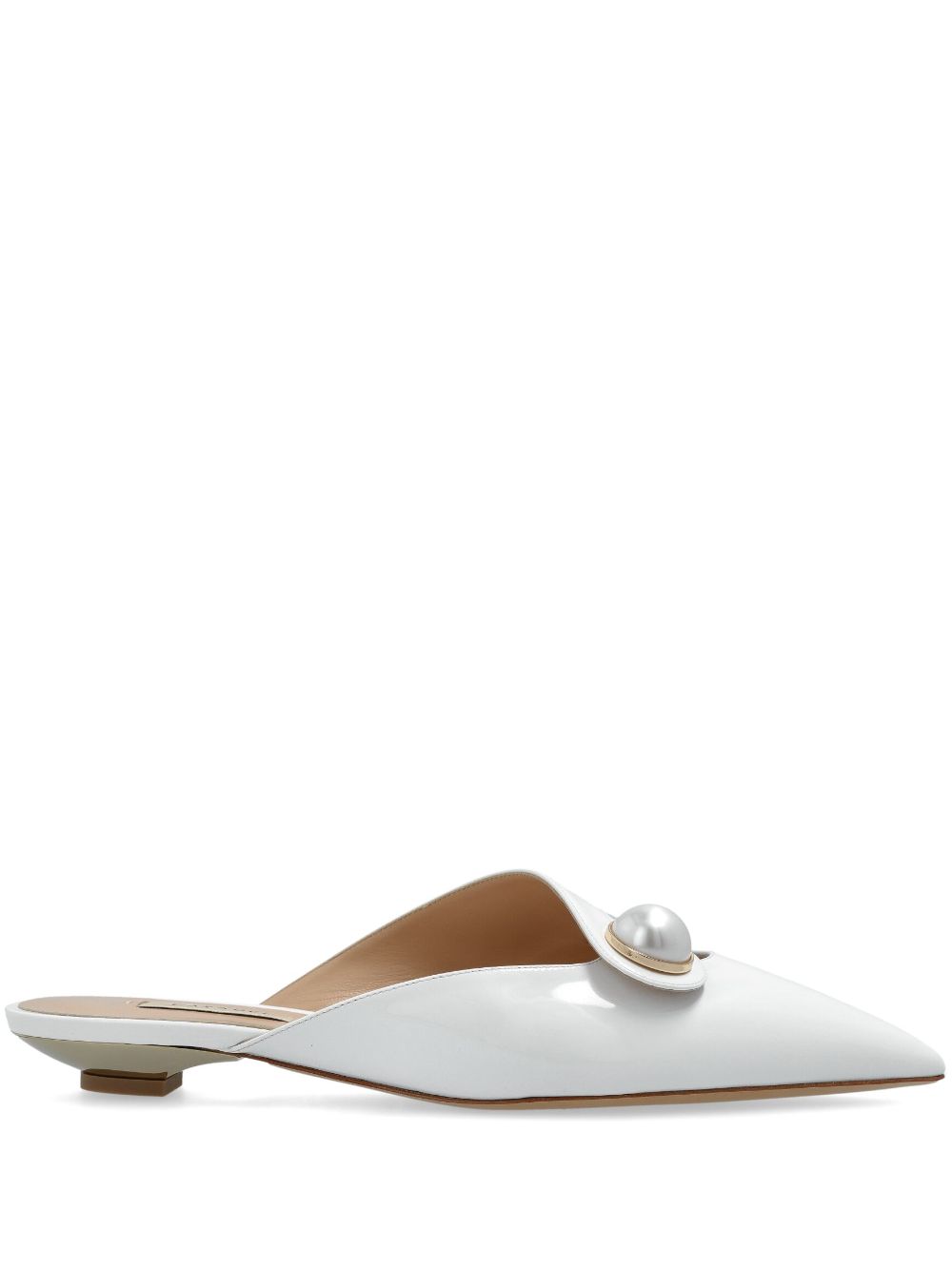 Casadei White Mules With Pearl Detail