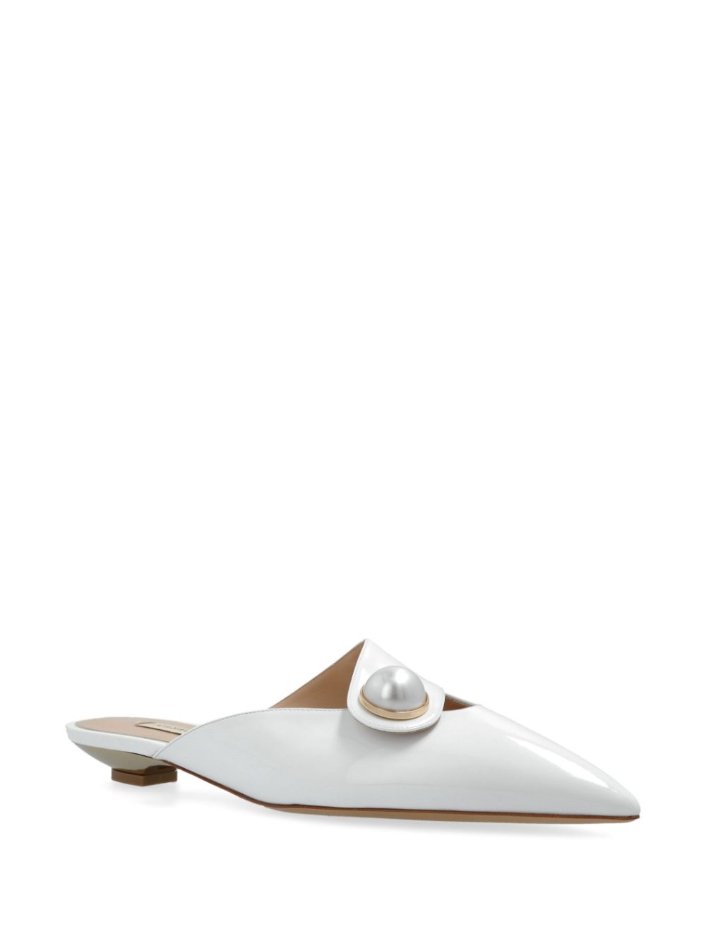 Casadei White Mules With Pearl Detail