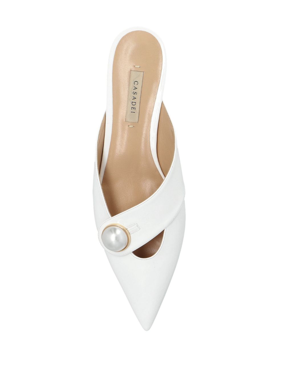 Casadei White Mules With Pearl Detail