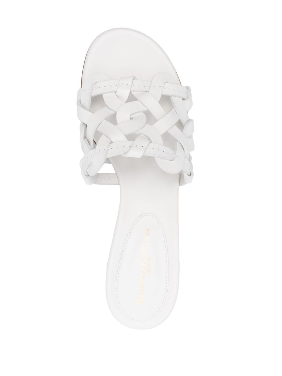 Gianvito Rossi Leather Sandals In White