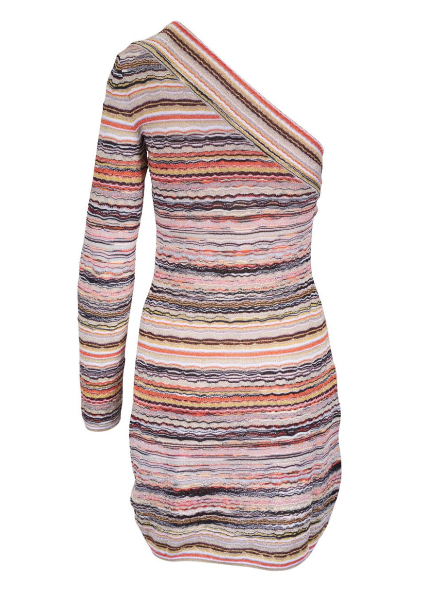 Missoni Wavy Pattern One-shoulder Mini-dress