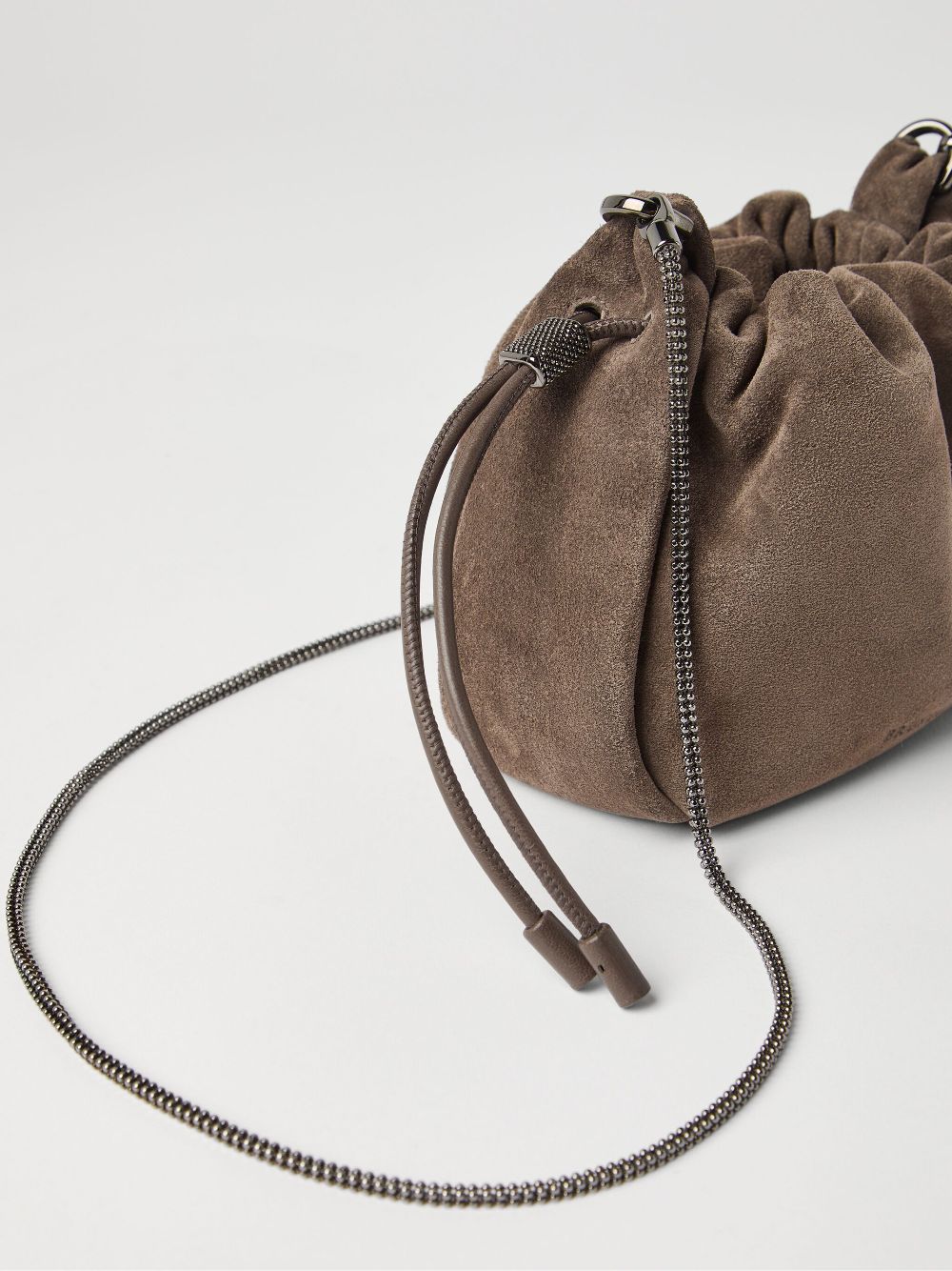 Brunello Cucinelli Soft Suede Shoulder Bag Brown