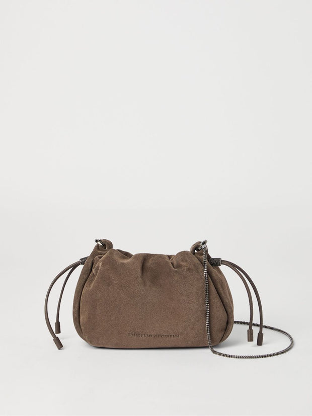 Brunello Cucinelli Soft Suede Shoulder Bag In Brown
