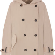 Brunello Cucinelli Hooded Double Breasted Coat In Beige