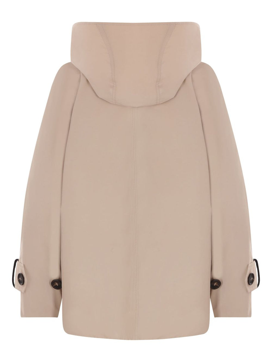 Brunello Cucinelli Hooded Double Breasted Coat In Beige