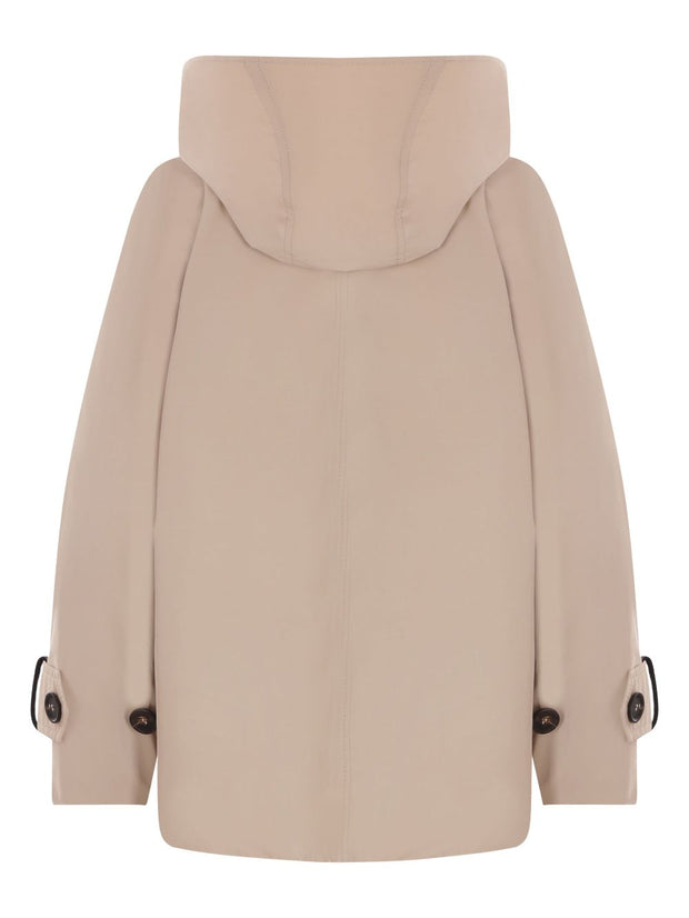 Brunello Cucinelli Hooded Double Breasted Coat In Beige