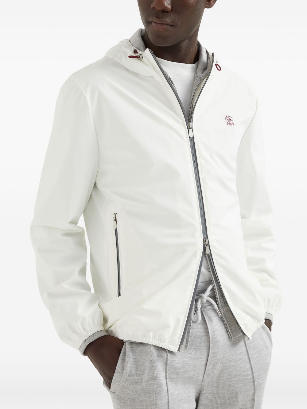 Brunello Cucinelli Nylon Hooded Jacket White