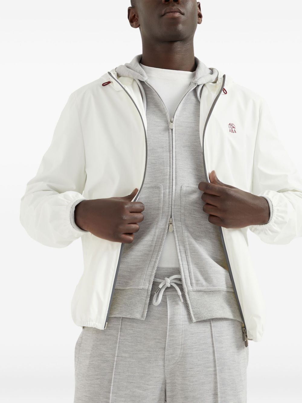 Brunello Cucinelli Nylon Hooded Jacket White