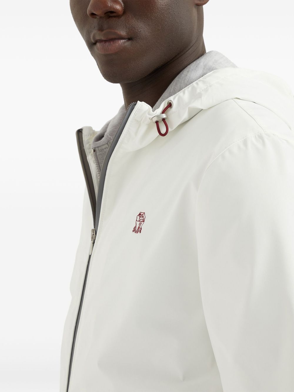 Brunello Cucinelli Nylon Hooded Jacket White