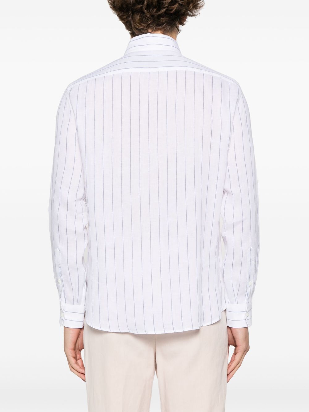 Brunello Cucinelli Striped Linen Shirt White