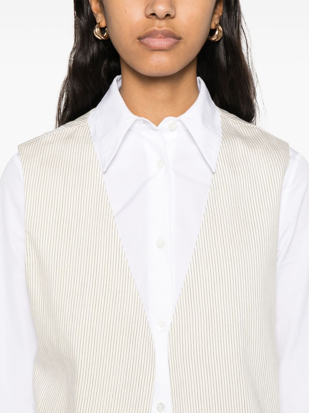 Alysi Striped Vest In White