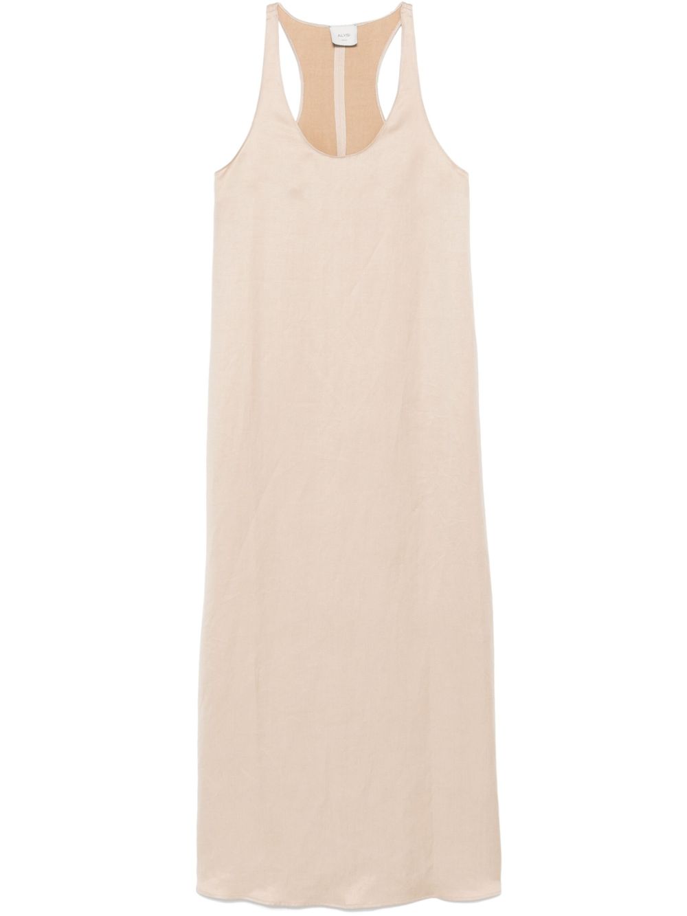 Alysi Scoop Neck Long Dress In Beige