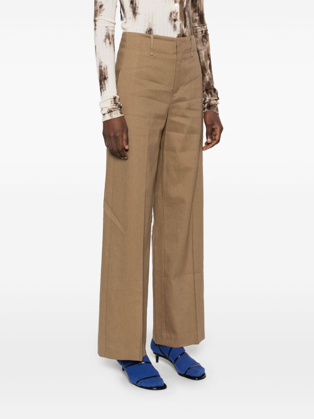 Alysi Linen Trousers In Brown