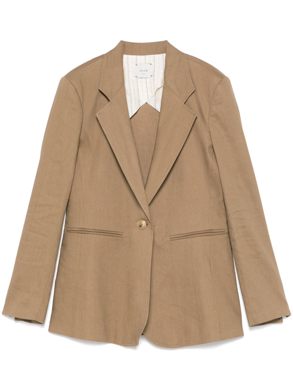 Alysi Linen Single Breasted Jacket In Brown