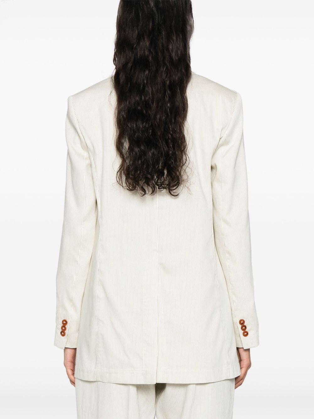 Alysi Striped Single Breasted Jacket White