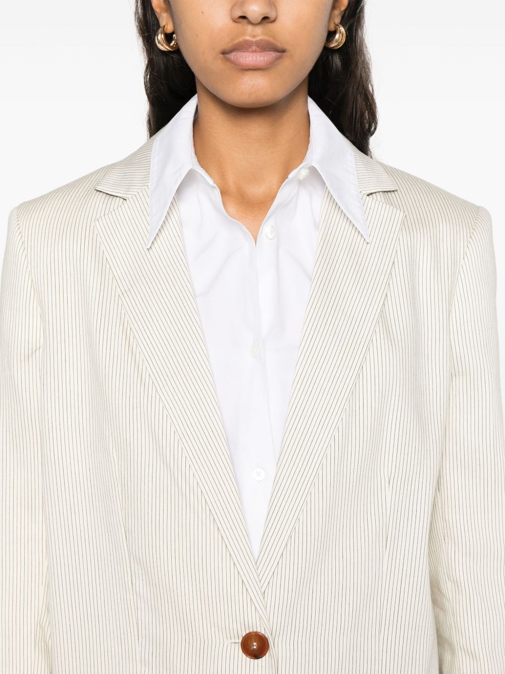 Alysi Striped Single Breasted Jacket White