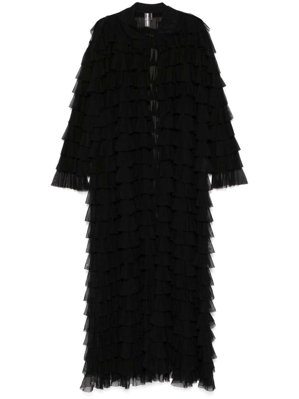 Norma Kamali Oversized All Over Ruffle Coat In Black