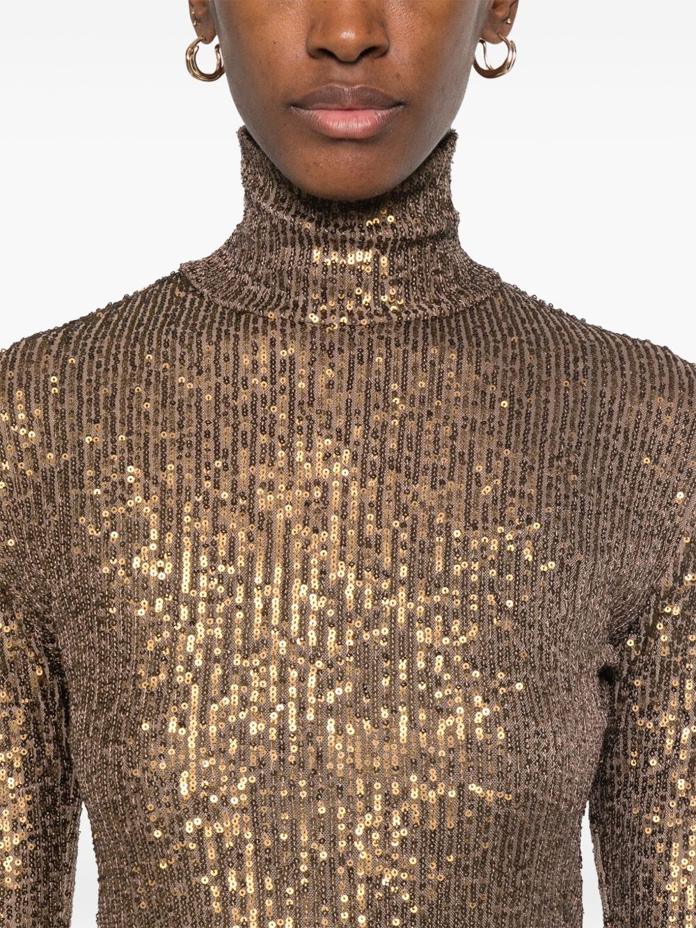 Norma Kamali Sequin Embellished Top Brown