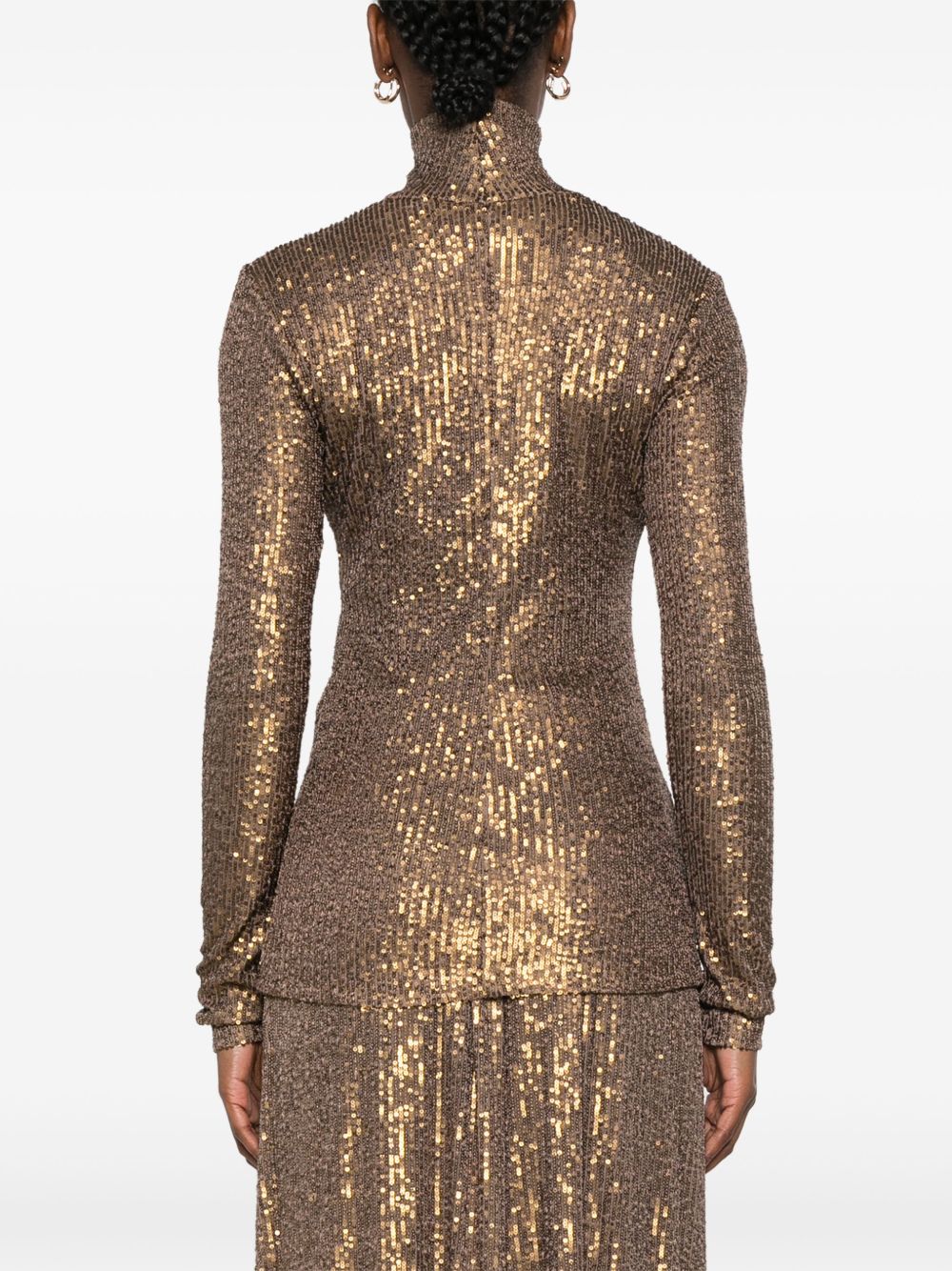 Norma Kamali Sequin Embellished Top Brown