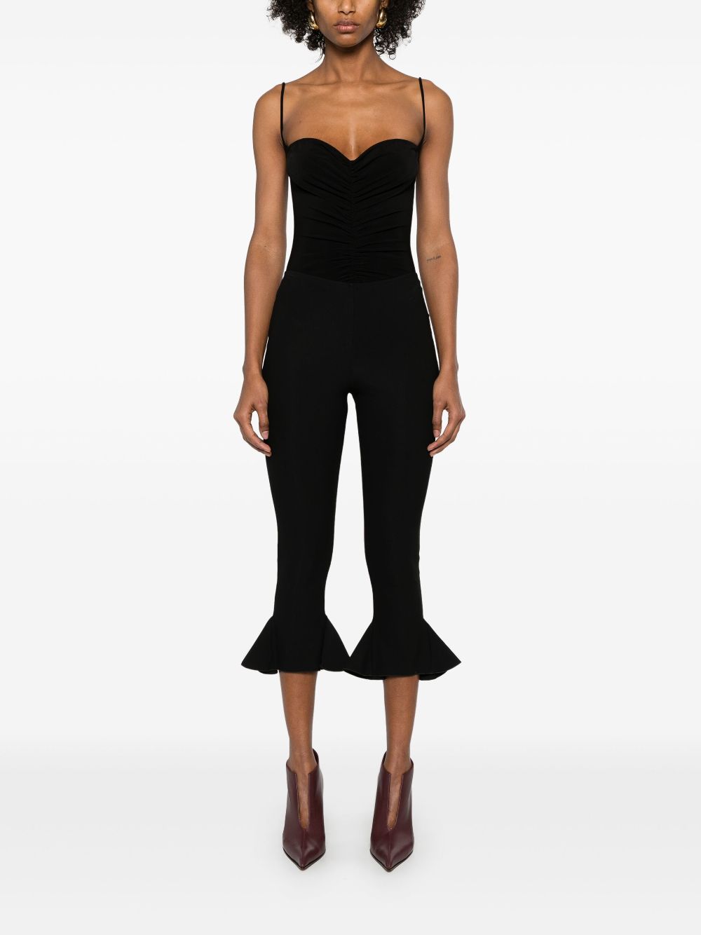 Norma Kamali Strapless Ruched Bodice Bodysuit In Black