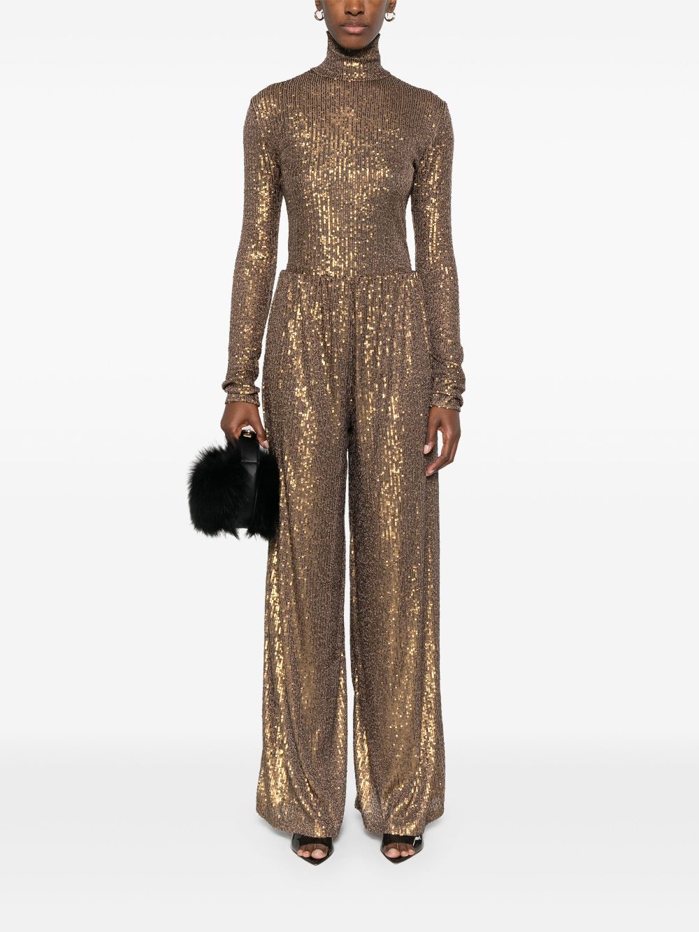 Norma Kamali Sequin Embellished Trousers Brown