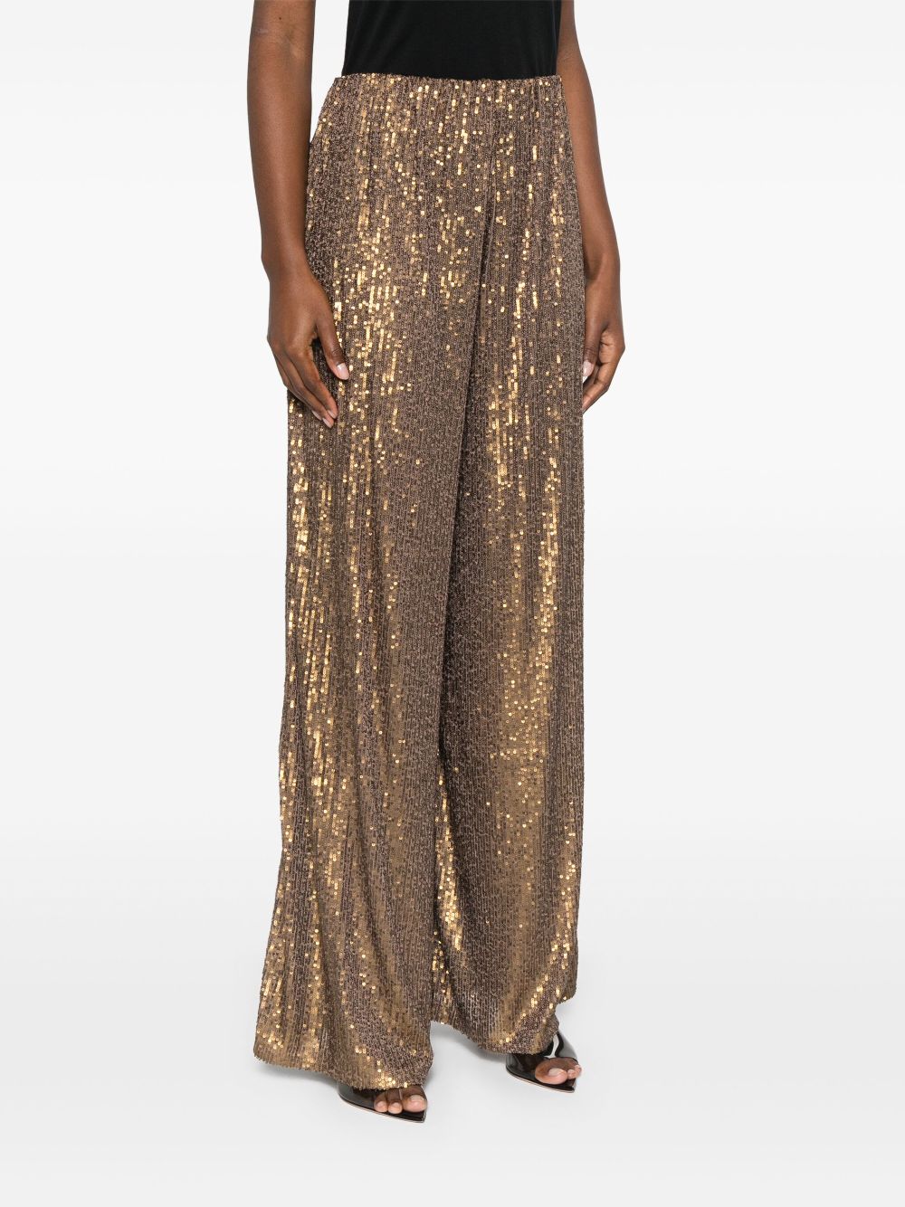 Norma Kamali Sequin Embellished Trousers Brown