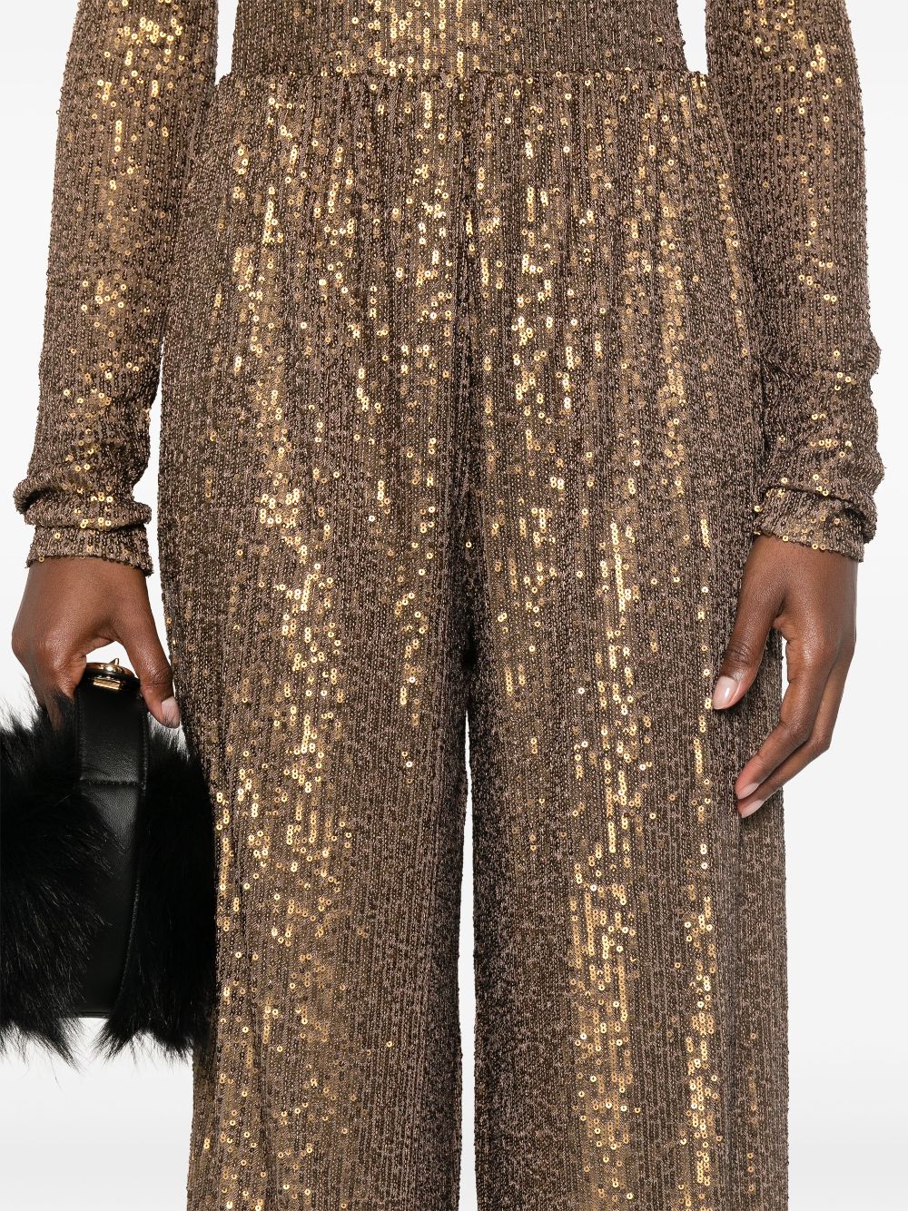 Norma Kamali Sequin Embellished Trousers Brown