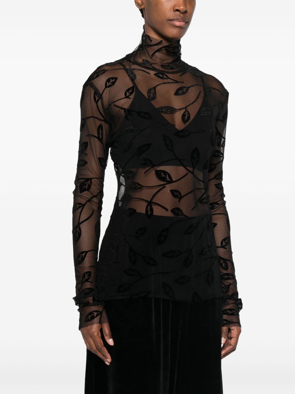 Norma Kamali Semi Sheer Top In Black