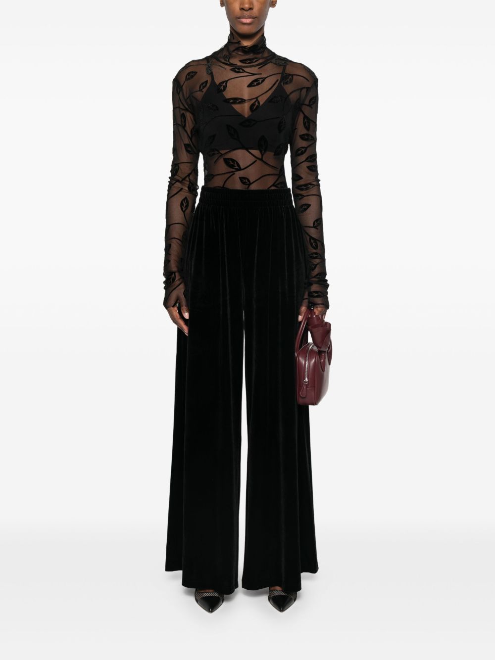 Norma Kamali Semi Sheer Top In Black